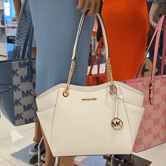 Michael Kors Jet Set Lg Saffiano Leather Chain Shoulder Tote Bag MK
Optic White - Picture 6 of 16